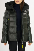 Оптом Куртка зимняя big size болотного цвета 72117Bt, фото 14
