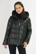 Оптом Куртка зимняя big size болотного цвета 72117Bt в Казани, фото 6
