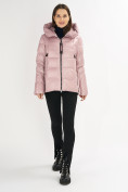 Оптом Куртка зимняя big size розового цвета 72117R
