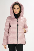 Оптом Куртка зимняя big size розового цвета 72117R в Екатеринбурге, фото 5