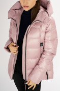Оптом Куртка зимняя big size розового цвета 72117R, фото 7