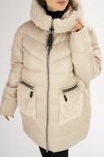 Оптом Куртка зимняя big size бежевого цвета 72180B, фото 10