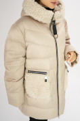 Оптом Куртка зимняя big size бежевого цвета 72180B, фото 11