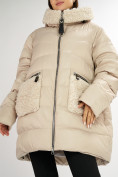 Оптом Куртка зимняя big size бежевого цвета 72180B, фото 12