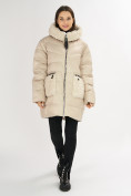 Оптом Куртка зимняя big size бежевого цвета 72180B в Казани, фото 2