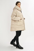 Оптом Куртка зимняя big size бежевого цвета 72180B, фото 4