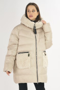 Оптом Куртка зимняя big size бежевого цвета 72180B, фото 7