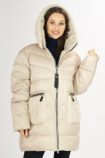 Оптом Куртка зимняя big size бежевого цвета 72180B в Екатеринбурге
