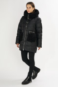 Оптом Куртка зимняя big size черного цвета 72180Ch в Казани, фото 3