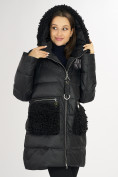 Оптом Куртка зимняя big size черного цвета 72180Ch в Казани, фото 11