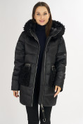 Оптом Куртка зимняя big size черного цвета 72180Ch в Казани, фото 15