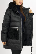 Оптом Куртка зимняя big size черного цвета 72180Ch в Казани, фото 16