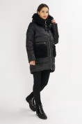 Оптом Куртка зимняя big size черного цвета 72180Ch в Казани, фото 4