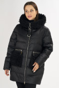 Оптом Куртка зимняя big size черного цвета 72180Ch в Казани, фото 8