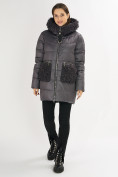 Оптом Куртка зимняя big size темно-серого цвета 72180TC