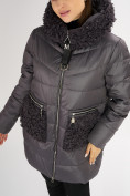 Оптом Куртка зимняя big size темно-серого цвета 72180TC, фото 10