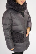 Оптом Куртка зимняя big size темно-серого цвета 72180TC, фото 11