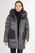 Оптом Куртка зимняя big size темно-серого цвета 72180TC, фото 14
