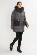 Оптом Куртка зимняя big size темно-серого цвета 72180TC в Казани, фото 3