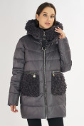 Оптом Куртка зимняя big size темно-серого цвета 72180TC в Казани, фото 6
