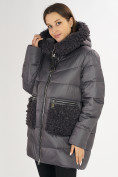 Оптом Куртка зимняя big size темно-серого цвета 72180TC, фото 7