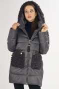 Оптом Куртка зимняя big size темно-серого цвета 72180TC, фото 8