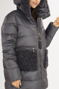 Оптом Куртка зимняя big size темно-серого цвета 72180TC, фото 9