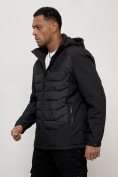 Оптом Куртка молодежная мужская весенняя с капюшоном черного цвета 7302Ch в Оренбурге, фото 2