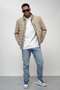 Оптом Куртка молодежная мужская весенняя 2024 года бежевого цвета 7305B в Уфе, фото 11
