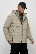 Оптом Куртка молодежная мужская весенняя с капюшоном бежевого цвета 7306B, фото 13