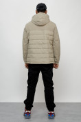 Оптом Куртка молодежная мужская весенняя с капюшоном бежевого цвета 7306B в Оренбурге, фото 4