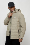 Оптом Куртка молодежная мужская весенняя с капюшоном бежевого цвета 7306B, фото 6