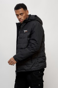 Оптом Куртка молодежная мужская весенняя с капюшоном черного цвета 7306Ch в Уфе, фото 12