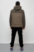 Оптом Куртка молодежная мужская весенняя с капюшоном коричневого цвета 7306K, фото 13