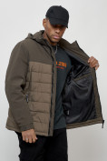Оптом Куртка молодежная мужская весенняя с капюшоном коричневого цвета 7306K, фото 5
