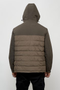 Оптом Куртка молодежная мужская весенняя с капюшоном коричневого цвета 7306K в Перми, фото 6