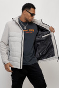 Оптом Куртка молодежная мужская весенняя с капюшоном светло-серого цвета 7306SS, фото 8