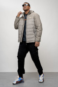 Оптом Куртка молодежная мужская весенняя с капюшоном серого цвета 7306Sr в Омске, фото 13