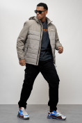Оптом Куртка молодежная мужская весенняя с капюшоном серого цвета 7306Sr, фото 14