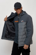 Оптом Куртка молодежная мужская весенняя с капюшоном темно-серого цвета 7306TC, фото 10