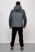 Оптом Куртка молодежная мужская весенняя с капюшоном темно-серого цвета 7306TC в Уфе, фото 4