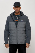 Оптом Куртка молодежная мужская весенняя с капюшоном темно-серого цвета 7306TC в Уфе, фото 7