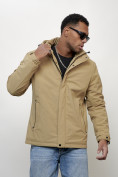 Оптом Куртка молодежная мужская весенняя с капюшоном бежевого цвета 7307B, фото 10