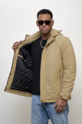 Оптом Куртка молодежная мужская весенняя с капюшоном бежевого цвета 7307B, фото 12