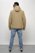 Оптом Куртка молодежная мужская весенняя с капюшоном бежевого цвета 7307B в Ижевск, фото 4