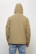 Оптом Куртка молодежная мужская весенняя с капюшоном бежевого цвета 7307B в Кемерово, фото 5