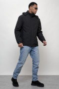 Оптом Куртка молодежная мужская весенняя с капюшоном черного цвета 7307Ch во Владивостоке, фото 14