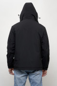 Оптом Куртка молодежная мужская весенняя с капюшоном черного цвета 7307Ch в Перми, фото 17