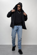 Оптом Куртка молодежная мужская весенняя с капюшоном черного цвета 7307Ch в Перми, фото 9