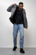 Оптом Куртка молодежная мужская весенняя с капюшоном серого цвета 7307Sr, фото 13